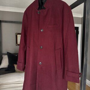 INC International Concepts Mens Wool Red Overcoat